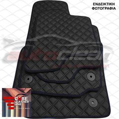 AUDI A4 2001-2008 ΠΑΤΑΚΙΑ ΤΕΧΝΟΔΕΡΜΑ CUBE ΜΑΥΡΟ ΜΕ ΜΠΛΕ ΡΑΦΗ ΠΕΡΙΜΜΕΤΡΙΚΑ - ΜΠΛΕ ΚΕΝΤΗΜΑ SLINE ΣΕΤ 4ΤΜΧ