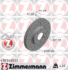 ZIMMERMANN ΔΙΣ/ΚΕΣ ΤΡΥΠΗΤΕΣ SPORT  RENAULT ZIMMERMANN 470.5403.52