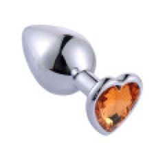 SMALL Heart Base Metal butt plug YELLOW 7 cm-thumb-4