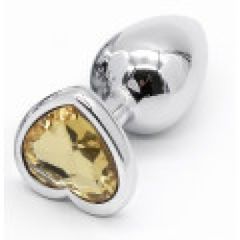 SMALL Heart Base Metal butt plug YELLOW 7 cm