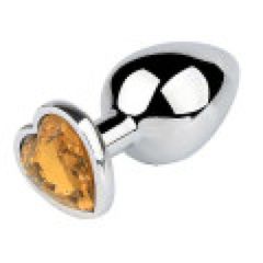 SMALL Heart Base Metal butt plug YELLOW 7 cm-thumb-3