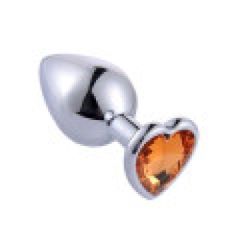 SMALL Heart Base Metal butt plug YELLOW 7 cm-thumb-5