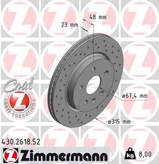 ZIMMERMANN ΔΙΣ/ΚΕΣ ΤΡΥΠΗΤΕΣ SPORT  OPEL ZIMMERMANN 430.2618.52