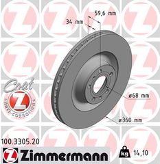 ZIMMERMANN ΔΙΣΚ/ΚΕΣ -1- VAG AUDI COAT Z ZIMMERMANN 100.3305.20