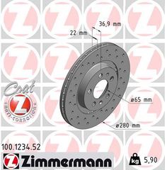 ZIMMERMANN ΔΙΣ/ΚΕΣ ΤΡΥΠΗΤΕΣ SPORT  VAG ZIMMERMANN 100.1234.52