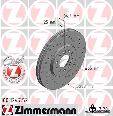 ZIMMERMANN ΔΙΣ/ΚΕΣ ΤΡΥΠΗΤΕΣ SPORT  VAG ZIMMERMANN 100.1247.52