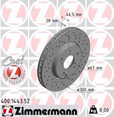 ZIMMERMANN ΔΙΣ/ΚΕΣ ΤΡΥΠΗΤΕΣ SPORT  MERCEDES ZIMMERMANN 400.1443.52