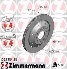 ZIMMERMANN ΔΙΣΚ/ΚΕΣ -1- FORMULA Z VAG ZIMMERMANN 100.3354.75