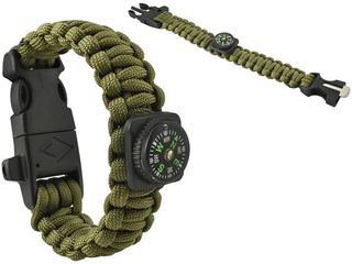 SURVIVAL bracelet with accessories - green