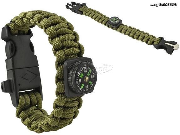 SURVIVAL bracelet with accessories - green