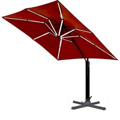 Επαγγελματική ομπρέλα δαπέδου ΤΗΛΕΣΚΟΠΙΚΗ αλουμινίου 300x300cm βαρέως τύπου με Led φωτισμό  ΣΕ ΜΠΟΡΝΤΩ