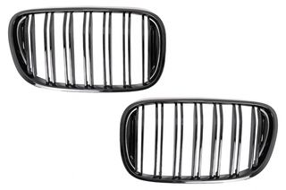 Central Kidney Grilles suitable for BMW 7 Series G11 G12 (2015-02.2019) Double Stripe M Design Piano Black