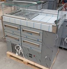 Βιτρίνα Ψυγείο ψαριών συντήρηση αποθήκη με  συρτάρια με φυσικής ψύξη & μοτέρ κάτω. Διαστάσεις 90χ70χ120