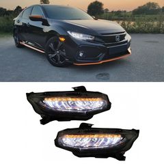 Φανάρια Εμπρός Full LED Honda Civic Mk10 FC/FK (2016-Up) Sedan & Hatchback with Sequential Dynamic Turning Lights