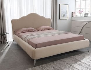 Διπλό κρεβάτι Magic για στρώμα 140x200cm με αποθηκευτικό χώρο και τελάρο, Μπεζ 168x220x115cm - AL-MAJ458