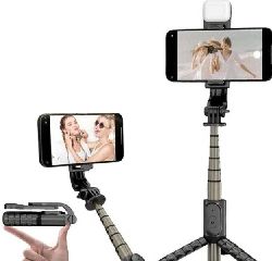 Selfie Stick και Βάση Τρίποδου 2 σε 1 Μαύρο  με Τηλεχειριστήριο και Φλας Q11S-Andowl