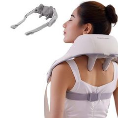 Συσκευή Μασάζ Shiatsu με Χειρολαβές για Λαιμό Πλάτη Ώμους Πόδια με 2 Επιλογές Έντασης &  Θερμότητα Λευκό