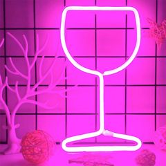 Διακοσμητικό Neon LED ΦωτιστικόΠοτήρι Κρασιού Decoration Lamp Wine Glass 26x14 cm