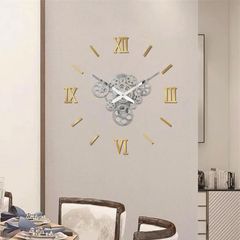 Ρολόι Τοίχου Αυτοκόλλητο 3D DIY 60-120cm Ασημί - Χρυσό ZH1743
