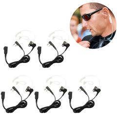 Σετ 5 x Ακουστικά Handsfree 2pin Ασύρματου Spiral Σιλικόνης με Μικρόφωνο Πέτου & Πλήκτρο PTT για Baofeng, PMR, Midland TALK LINE Double Pin