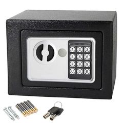 Heavy Duty Μικρό Επιτραπέζιο - Επιτοίχιο Χρηματοκιβώτιο 6L Ασφαλείας με Διπλή Κλειδαριά, Ψηφιακό Κωδικό 3-8 Ψηφίων & Κλειδιά 23x17x17cm T-17 13407