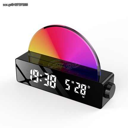 Ψηφιακό Ρολόι HD LED Επιτραπέζιο με Ξυπνητήρι Προσομοιωτής Ανατολής και Δύσης του Ηλίου με USB Θύρα Φόρτισης S286A