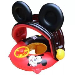 Βρεφικό - Παιδικό Φουσκωτό Σωσίβιο με Τιμόνι & Σκίαστρο - Inflatable Swim Boat with Shade Mickey Mouse 80cm