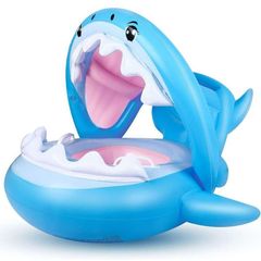 Βρεφικό - Παιδικό Φουσκωτό Σωσίβιο Καρχαρίας με Λαβές & Σκίαστρο - Inflatable Swim Boat with Shade 90cm