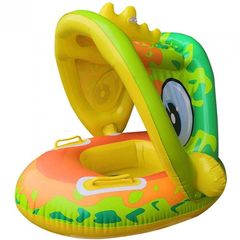 Βρεφικό - Παιδικό Φουσκωτό Σωσίβιο με Λαβές & Σκίαστρο - Inflatable Swim Boat with Shade 70cm Dinosaur Island