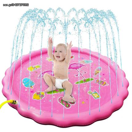 Παιδικό Φουσκωτό Στρώμα Σιντριβάνι Νερού Ροζ με σχέδια Φλαμίνγκο PVC 170εκ - Water Pad Sprinkler Game