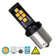 GloboStar® 81245 Λάμπα Αυτοκίνητου 1156 - BA15S - P21W 2nd Generation Can-Bus Series LED 12 SMD 3030 8W 960lm 360° DC 12V IP20 Πορτοκαλί