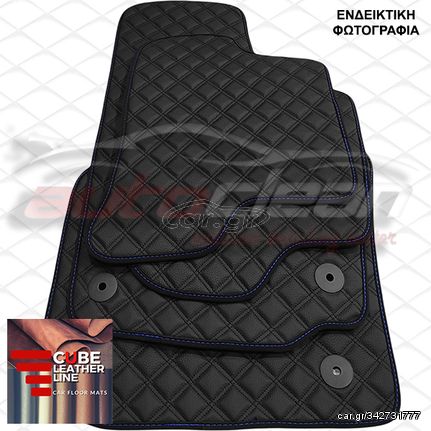 BMW E46 ΣΕΙΡΑ 3 COMPACT 1998-2007 ΠΑΤΑΚΙΑ ΤΕΧΝΟΔΕΡΜΑ CUBE ΜΑΥΡΟ ΜΕ ΜΠΛΕ ΡΑΦΗ ΠΕΡΙΜΜΕΤΡΙΚΑ - ΚΕΝΤΗΜΑ M ΣΕΤ 4ΤΜΧ