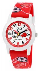 Παιδικό ρολόι Q&Q; με κόκκινο λουράκι και μπάλα ποδοσφαίρου V22A-010VY