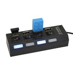 USB Hub 2.0 Hi-Speed 4 Θέσεων με διακόπτες ON,OFF και LED