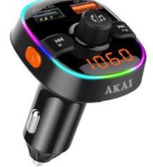 AKAI FMT-52BT FM TRANSMITTER ME LED ,HANDS FREE, ΦΟΡΤΙΣΤΗ ΑΥΤΟΚΙΝΗΤΟΥ , BLUETOOTH, MICRO SD, KAI 2 USB