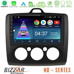 Bizzar ND Series 8Core Android13 2+32GB Ford Focus Manual AC Navigation Multimedia Tablet 9″ (Μαύρο Χρώμα)