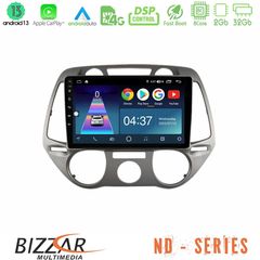 Bizzar ND Series 8Core Android13 2+32GB Hyundai i20 2009-2012 Manual A/C Navigation Multimedia Tablet 9″