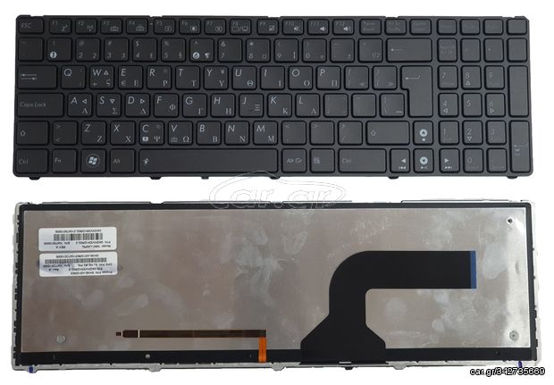 Πληκτρολόγιο Ελληνικό - Greek Laptop Keyboard για Asus G51 A52 N60 N61 N70 N71 K53 K73 G72 V111446AS3 04GNY11KUS01-1 GR Grey Backlight ( Κωδ.40002GRGREYBACKLIT )