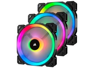CORSAIR PWM Fan LL120 RGB Dual Light Loop RGB LED 120mm - Triple Pack with Lighting Node PRO - Black