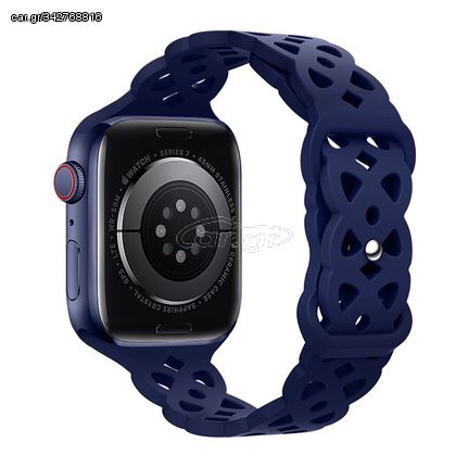 Watchband Hoco WA09 Flexible Rhombus Hollow 38/40/41mm για Apple Watch 1/2/3/4/5/6/7/8/SE Dark Blue Silicon Band