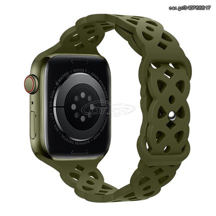 Watchband Hoco WA09 Flexible Rhombus Hollow 42/44/45/49mm για Apple Watch 1/2/3/4/5/6/7/8/SE/Ultra Olive Green Silicon Band