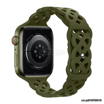Watchband Hoco WA09 Flexible Rhombus Hollow 38/40/41mm για Apple Watch 1/2/3/4/5/6/7/8/SE Olive Green Silicon Band