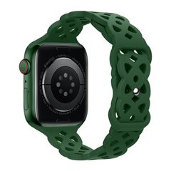 Watchband Hoco WA09 Flexible Rhombus Hollow 42/44/45/49mm για Apple Watch 1/2/3/4/5/6/7/8/SE/Ultra Dark Green Silicon Band