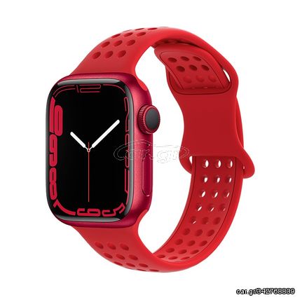 Watchband Hoco WA08 Flexible Honeycomb 42/44/45/49mm για Apple Watch 1/2/3/4/5/6/7/8/SE/Ultra Big Red Silicon Band