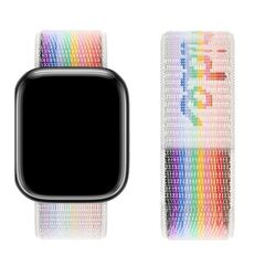 Watchband Hoco WA02 42/44/45/49mm από Nylon για Apple Watch series 1/2/3/4/5/6/7/8/SE/Ultra White Rainbow