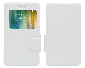Θήκη Book Ancus S-View Elastic Universal για Smartphone 5.6" - 6.3" με Παράθυρο Λευκή