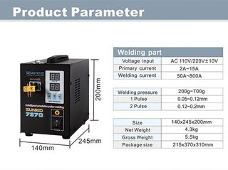 SUNKKO 737G Battery Spot welder 1.5kw LED light Spot Welding Machine for 18650 battery pack welding precision pulse spot welders