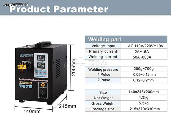 SUNKKO 737G Battery Spot welder 1.5kw LED light Spot Welding Machine for 18650 battery pack welding precision pulse spot welders