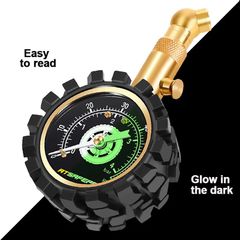 ATsafepro Tire Pressure Gauge UK Accurate Car Tyre Pressure Checker 60 Psi 4bar Glow Dial Professional Mechanical Bourdon Gauge