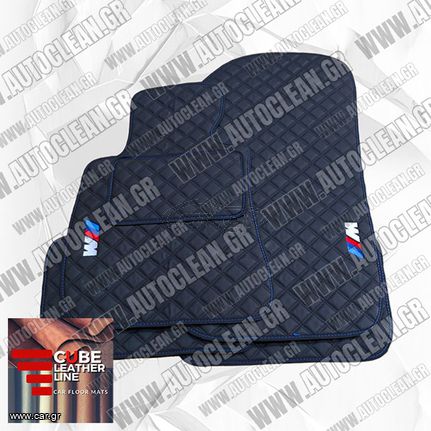 BMW E90 ΣΕΙΡΑ 3 2005-2011 ΠΑΤΑΚΙΑ ΤΕΧΝΟΔΕΡΜΑ CUBE ΜΑΥΡΟ ΜΕ ΜΠΛΕ ΡΑΦΗ ΠΕΡΙΜΜΕΤΡΙΚΑ - ΚΕΝΤΗΜΑ M ΣΕΤ 4ΤΜΧ --ΕΤΟΙΜΟΠΑΡΑΔΟΤΑ--